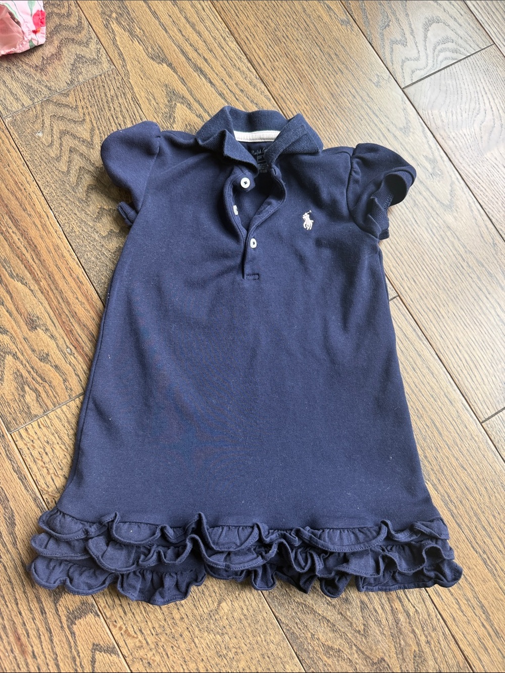 Ralph Lauren Navy Polo Dress with Ruffle Hem 24 months